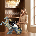 Horse Sculpture Resin Wine Bottle Holder - Tabletop Kitchen Decor, Decorative Storage Organizer for Home Bar Cellar, Unique Gift for Men Women Housewarming, Holds 1 Standard Bottle (Blue A)