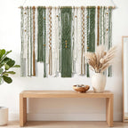 MEIVINES Macrame Wall Hanging Large Wall Art Handmade Woven Tapestry Boho Tapestry Macrame Wall Decor Art Home decoration for Living Room Bedroom Apartment Dorm Wedding Party 38" x 29" (Dark Green)