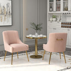 Dining Chairs,Modern Living Room Chairs, Velvet Upholstered Dining Room Chairs with Gold Legs,Tufted Accent Chair Set of 6 for Reception Room Bedroom Study Room(Pink)