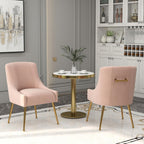 Modern Dining Chairs, Velvet Upholstered Dining Room Chairs with Gold Legs,Tufted Accent Chair Set of 8 for Reception Room Living Room Study Room(Pink)