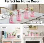 RUCKAE 12 Pack Glass Bud Vases Mini Flower Vase Small Vintage Vases for Centerpiece Table Wedding Decorations Home Decor Party(Pink)