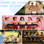 Fivenl 2 Pack 6 Feet Portable Folding Table Black, Steel Legs Fold-in-Half with Carrying Handle Rectangular Plastic Foldable Table for Party, Wedding, Camping, Picnic, Dining, Indoor Outdoor Events