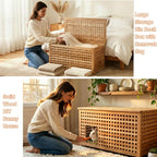 Solid Wood Entryway Bench with Storage, Large storage chest with Removable Bag, Wood Coffee Table for Living-room, Bedroom, Patio, DIY Bunny House, 39x20x20in