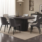 Guyii 70" Oval Dining Table Set, Modern Kitchen Table Set with 6 Chairs, 7 Piece Indoor Rectangular Dining Room Table for Kitchen, Bar, Living Room, Home, Black