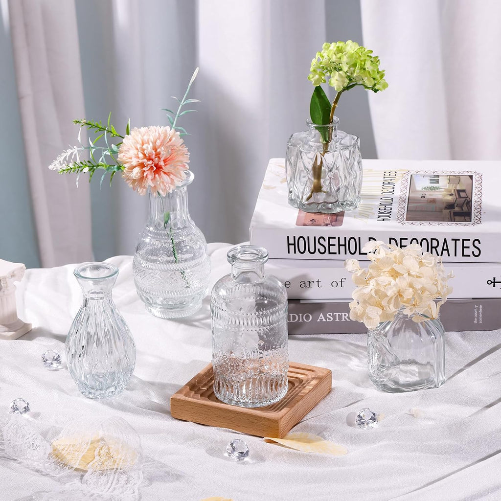 Fixwal 18 Pack Small Bud Vases for Centerpieces, Clear Vases for Flowers Glass Flower Vases in Bulk, Vintage Decorative Vases for Wedding Rustic Home Table Decor