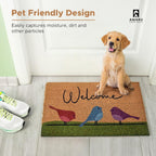 Colorful Birds - 17"x29" - Coir Door Mat with Heavy Duty Backing - Welcome Mats for Entryway, Porch - Anti-Slip PVC & Coconut Fiber Surface - Natural Home Accessories, Minimalist Original Design
