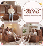 Hobestluk Bean Bag Chair for Teens Toddler Bean Bag Chair with Memory Foam Filler Leather Beanbag with Spacious Design Bean Bag Couch for Reading Gaming Relaxing (Brown, Medium)