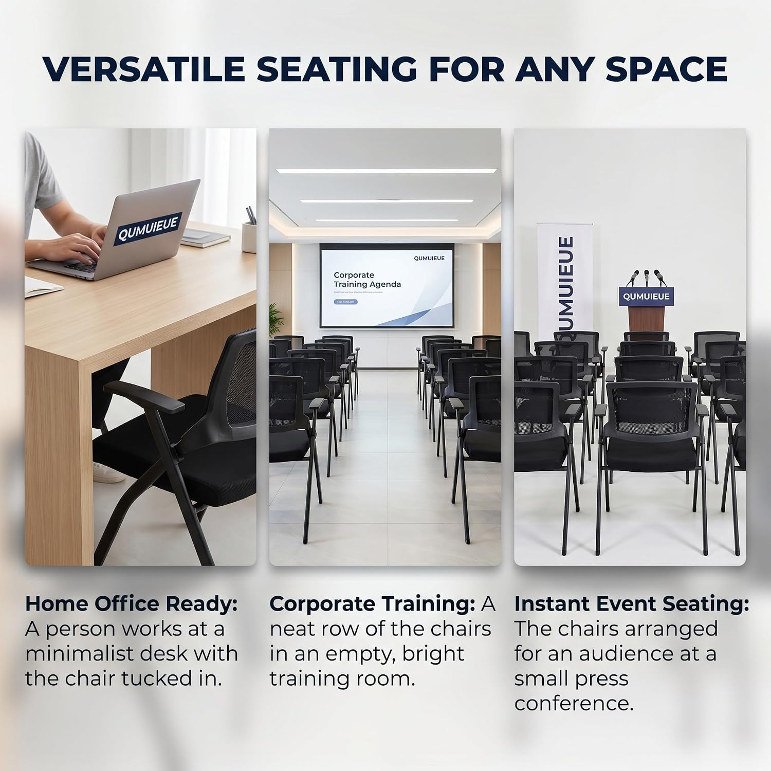 [20 Pack] Folding Office Chairs, Heavy Duty Conference Room Chairs with Mesh Back & Padded Seat, Stackable Training Room Chair for Guest Reception, Classroom, Waiting Room