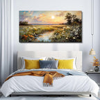hyidecorart Canvas Wall Art For Living Room Wall Decor For Bedroom Office Decorations Vintage Farmhouse Wildflower Wall Paintings Nature Landscape Picture Artwork Aesthetic Home Decor Ready To Hang