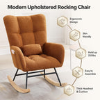 Nursery Rocking Chair, Upholstered Baby Fluffy Glider Rocker, Reading Chair with High Backrest, Comfy Chairs for Living Room, Bedroom, Nursing