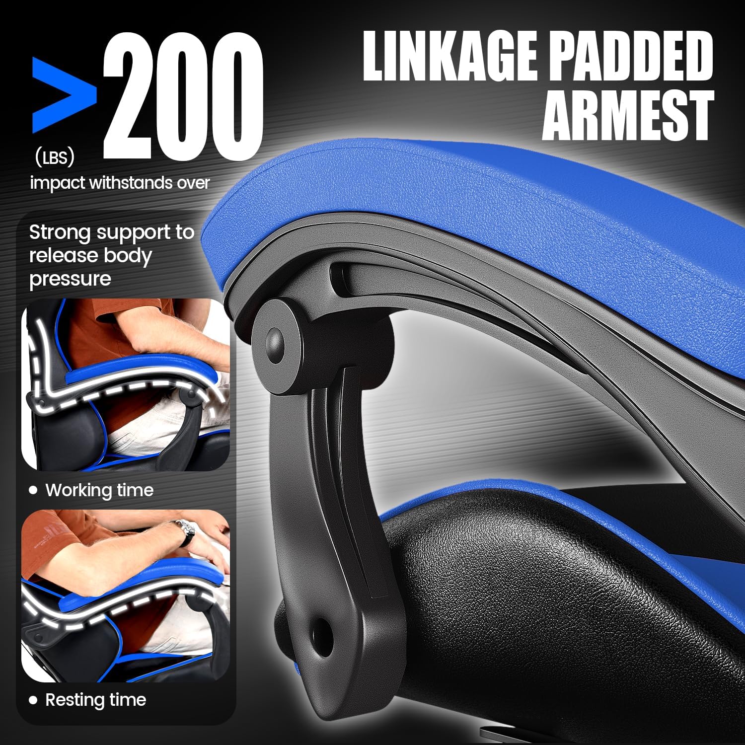 Bigzzia Gaming Chair, Computer Game Chair with Lumbar Support, Comfortable Video Game Chairs for Adults Kids, Racing Style Gamer Chair with 360°-Swivel Seat and Headrest（Blue）