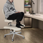 Cross Legged Chair, Adjustable Meditation Chair with Wheels, 360° Swivel Seat & Footrest for Yoga Office