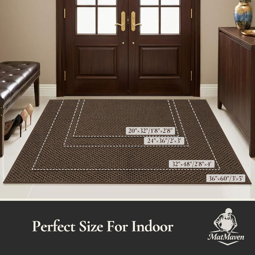 Dirt Trapper Door Mat 24"x 36", Non Slip Washable Doormat, Stain Resist and Absorbent Welcome Mat, Dog Door Mats,Low Profile Entrance Floor Mats for Front Back Door,Brown