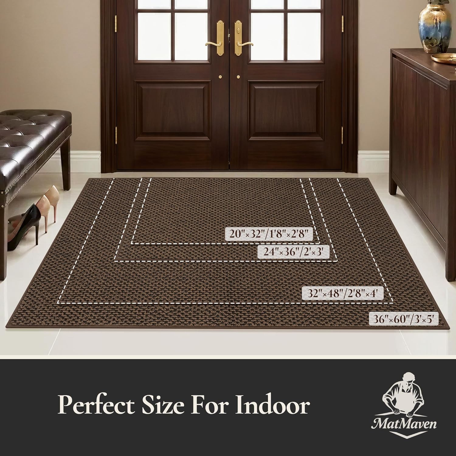 Dirt Trapper Door Mat 24"x 36", Non Slip Washable Doormat, Stain Resist and Absorbent Welcome Mat, Dog Door Mats,Low Profile Entrance Floor Mats for Front Back Door,Brown