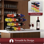 Sorbus 14 Bottle Wine Rack – Stackable Metal Wine Storage Organizer with Honeycomb Design – Cabinet, Pantry, or Bar Wine Bottle Holder – Modern Black Wine Racks Countertop - No Assembly Required