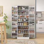 65" Kitchen Pantry Cabinet, Modern Storage Cabinet with Doors and Shelves, Freestanding Cupboard for Dining Room, White,13.8 * 23.6 * 65.4