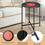 Colingmill 14 x 22 Inch Small Round Side Table End Drink Table Vinyl Records Decor Hippie Decor Room Decoration Aesthetic Iron Coffee for Living Room Bedroom Sofa Couch Corners Office