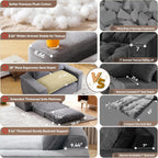 58" Sofa Bed, 2 in 1 Folding Convertible Sofa Bed Corduroy Boneless Loveseat Floor Sleeper Mattress Futon Couch Bed No Assembly for Apartment Bedroom Living Room 58-Grey
