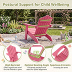 Giantex Kids Adirondack Chair, All-Weather HIPS Children's Outdoor Chair with Tilted High Backrest, Toddler Beach Chair for Garden Patio Backyard, Kids Lawn Chairs for Age 3-7 (1,Pink)