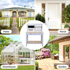 Potting Bench Outdoor Potting Table—Outdoor Kitchen for Kids, Solid Wood Garden Work Station with Sink、Drawer、Hooks、3Flower Pots, Weather Proof
