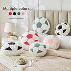 Soccer Pillow Football Round Cushion Soft Fluffy Soccerball Decorative Plush Pillow for Room Decor (Black, 12 Inch)