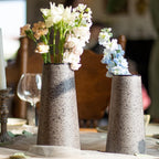 Bdor Ceramic Vase Set of 2, Modern Farmhouse Home Decor, Grey Vase with Polka Dots, Perfect for Dining, Living, Bathroom & Kitchen
