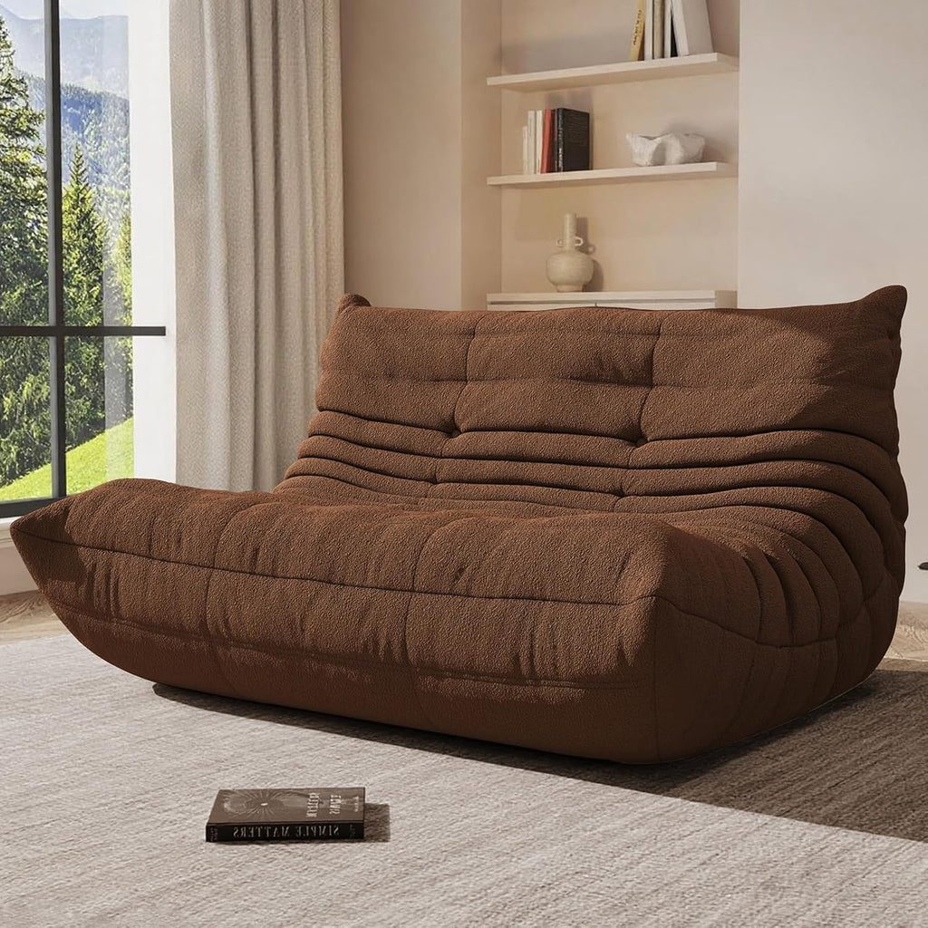 Giant Bean Bag Chair for Adult, Cozy Boneless Fireside Accent Loveseat Chair,Memory Foam Floor Sofa, Comfy Lounge Couch for Bedroom Small Living Room Apartment Daily Relax(Coffee,Loveseat)
