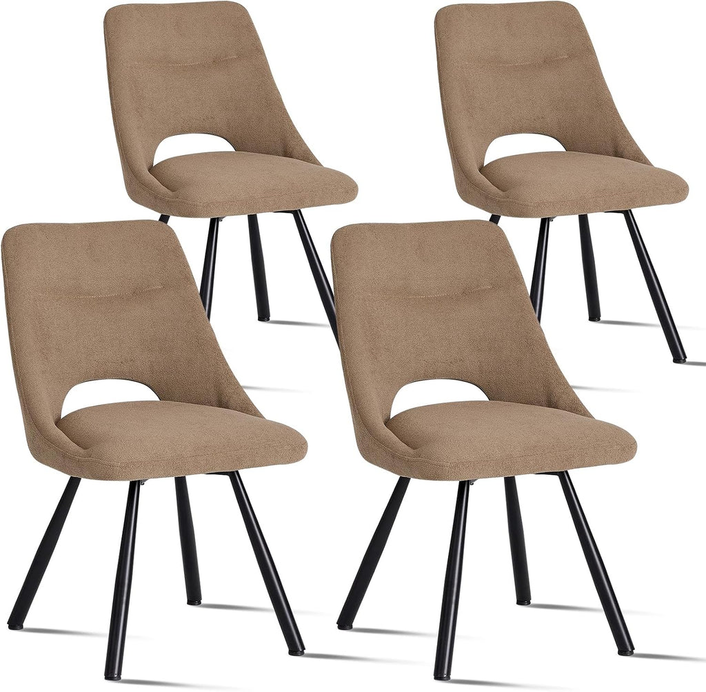 Dining Chairs Set of 4, Modern Boucle Upholstered Kitchen Chairs [Cut-Out Design] for Dining Living Room Restaurant