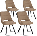Dining Chairs Set of 4, Modern Boucle Upholstered Kitchen Chairs [Cut-Out Design] for Dining Living Room Restaurant