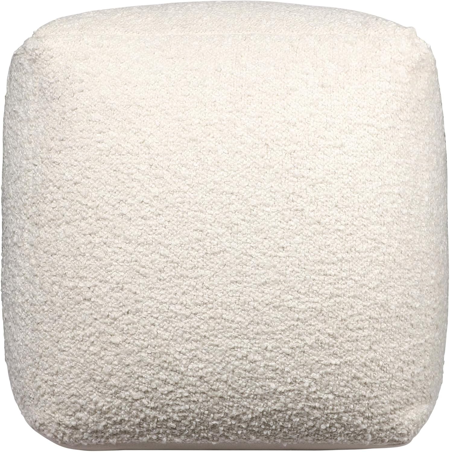 HomeRoots 18" Ivory Polyester Cube Outdoor Pouf Ottoman