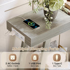 Huuger Console Table with Charging Station, USB-C Port, 2 Tiers Entryway Table, 53.9 Inch Sofa Table with Metal Legs, Entry Hallway Table with Thicker Desktop, Modern Behind Couch Table, Grey