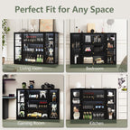 Display Cabinet with Acrylic Glass Doors,Extra Wide Curio Cabinet with LED Lighting for Collectibles, Collectibles Toy Organizers Rack & Display Shelf Display Case, Black