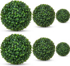 Thiccywoov 6 Pack Artificial Plant Topiary Ball Set, 3 Sizes 4''/7''/9'', Faux Greenery Boxwood Grass Balls Decorative Plants Decor for Backyard, Balcony, Garden, Indoor Outdoor Home Wedding Party