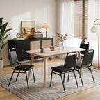 Stacking Chairs Set of 4,Stackable Office Chairs with Faux Leather Upholstered Seat,Heavy Duty Metal Frame Guest Chairs, No Assembly Conference Chairs for Meeting,Training & Reception Room, Black