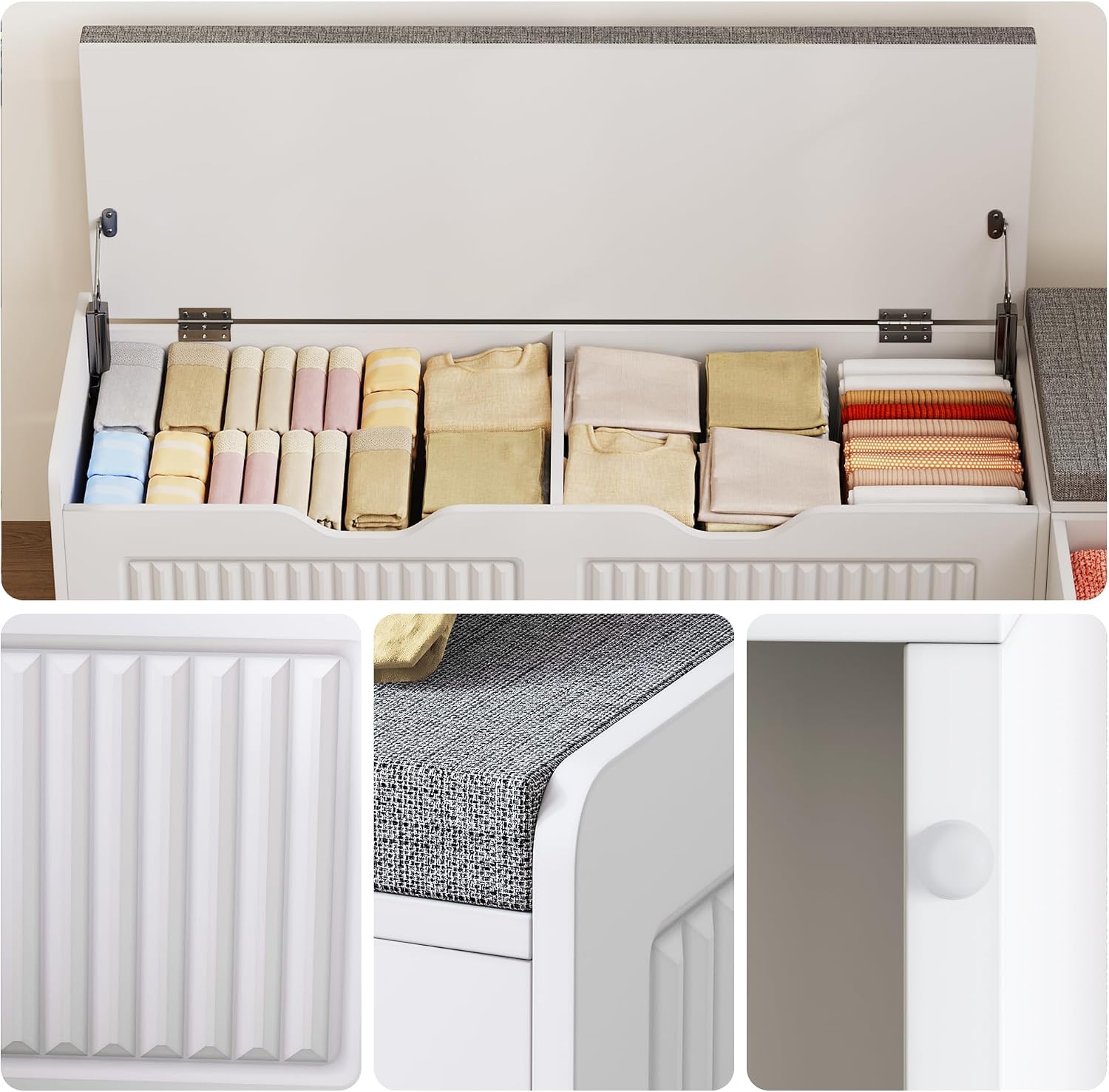 L Shaped Corner Shoe Storage Bench with Cushion, Kitchen Breakfast Nook Bench with Lift Top Hidden Storage, Wood Flip-Top Shoe Benches for Entryway Dining Room, Kitchen, Bedroom