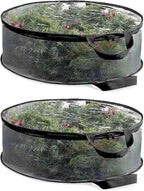 2 Pack 30X8 Inch Wreath Storage Bag, Christmas Wreath Clear Storage Container with Dual Zippered and Reinforced Handle for Xmas Holiday Seasonal Wreath Garland