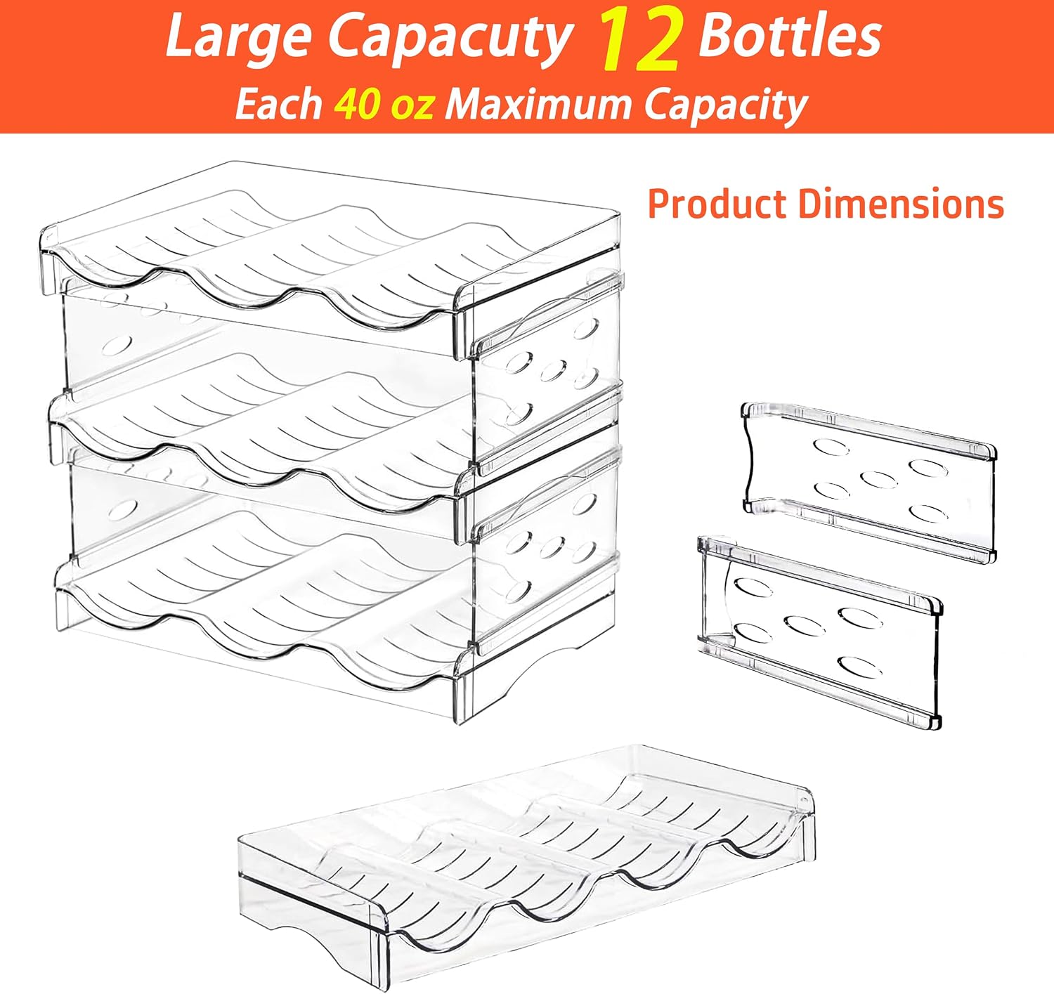 Stackable Wine Rack,Wine Bottle Holder for Inside Cabinet,for Pantry,Refrigerator,Countertop Organization-3 Tiers for 9 Bottles