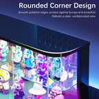 Lvifur Rounded Glass Display Case - for Figures & Collectibles, 2-Tier Curio Display Cabinet with RGB Lights, Small Lighted Display Box with Glass Door, Glass Shelf, Mirror Back, Black