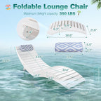 nalone Foldable Pool Lounge Chair, HDPE in Pool Chaise Lounge (2, White) | With Wheels and Pillow, No Installation Required, Large Size, For Pool Beach Patio, Folding Tanning Chairs