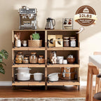 Sebastack Sideboard, Buffet Cabinet with 3 Storage Drawers, Easy Assembly Coffee Bar Wood Buffet Table for Kitchen, Dining Room, Bathroom, Office, Hallway, Beech Color (1 pcs)