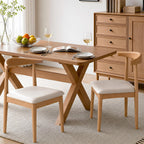 Solid Wood Dining Chairs Set of 2, Mid Century Modern Kitchen Chairs with Leather Upholstered Seat, Elegant Natural Wood Side Chairs for Dining Room, Kitchens,Restaurants, Cafes