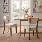 UVV Wooden Dining Chairs Set of 2, Mid Century Tufted Upholstered Kitchen Chairs Dining Room Chairs, Velvet Farmhouse Dinner Chair for Kitchen Dining Room, Beige