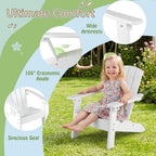 Giantex Kids Adirondack Chair, All-Weather HIPS Children's Outdoor Chair w/Ergonomic Design, Toddler Lawn Chairs for Age 3-8, Kids Beach Chair for Garden Patio Backyard (1,White)