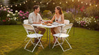 BTEXPERT 5 Piece Folding Card Table Portable and Chair Set, 34" Square Foldable Table 4 Adult Chairs for Board Games Party Home Indoor Outdoor Lightweight White Plastic