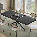 Extendable Dining Room Table for 4 6 8, 55"-71" Long Rectangle Kitchen Table,Wood Expandable Dining Table with Hidden Leaf & Storage, Space Saving, for Kitchen Dining Living Room, Modern, Black