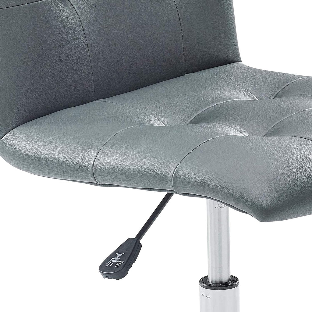 Modway Prim Ribbed Armless Mid Back Swivel Conference Office Chair In Gray