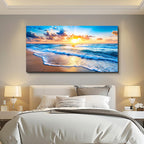 WLWBINTING Beach Wall Art,Large Ocean Theme Wall Decor, Beach Scene Wall Art For Bathroom Living Room Bedroom Office Decorations,Nature Landscape Coastal Pictures Paintings Artwork Home Decor