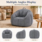 Bean Bag Chair for Adults with Armrests, Oversized Corduroy Bean Bag Sofa with High Back Support, Comfy Memory Foam Lounge Chair for Living Room, Bedroom, Dorm & Gaming (Dark Gray)