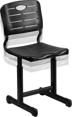 Flash Furniture Nila Set of 12 Adjustable Height Black Student Chair with Black Pedestal Frames