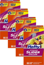 Hefty Slider Kitchen Storage Bags, Gallon Size, 66 Count (Pack of 4)